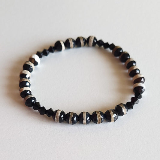 Black & Cream Stretch Bracelet