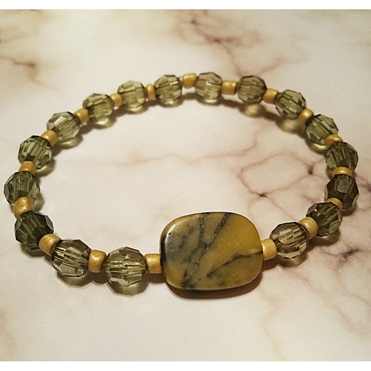 Green Marbled Stretch Bracelet