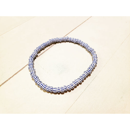 Blue and White Striped Stretch Bracelet