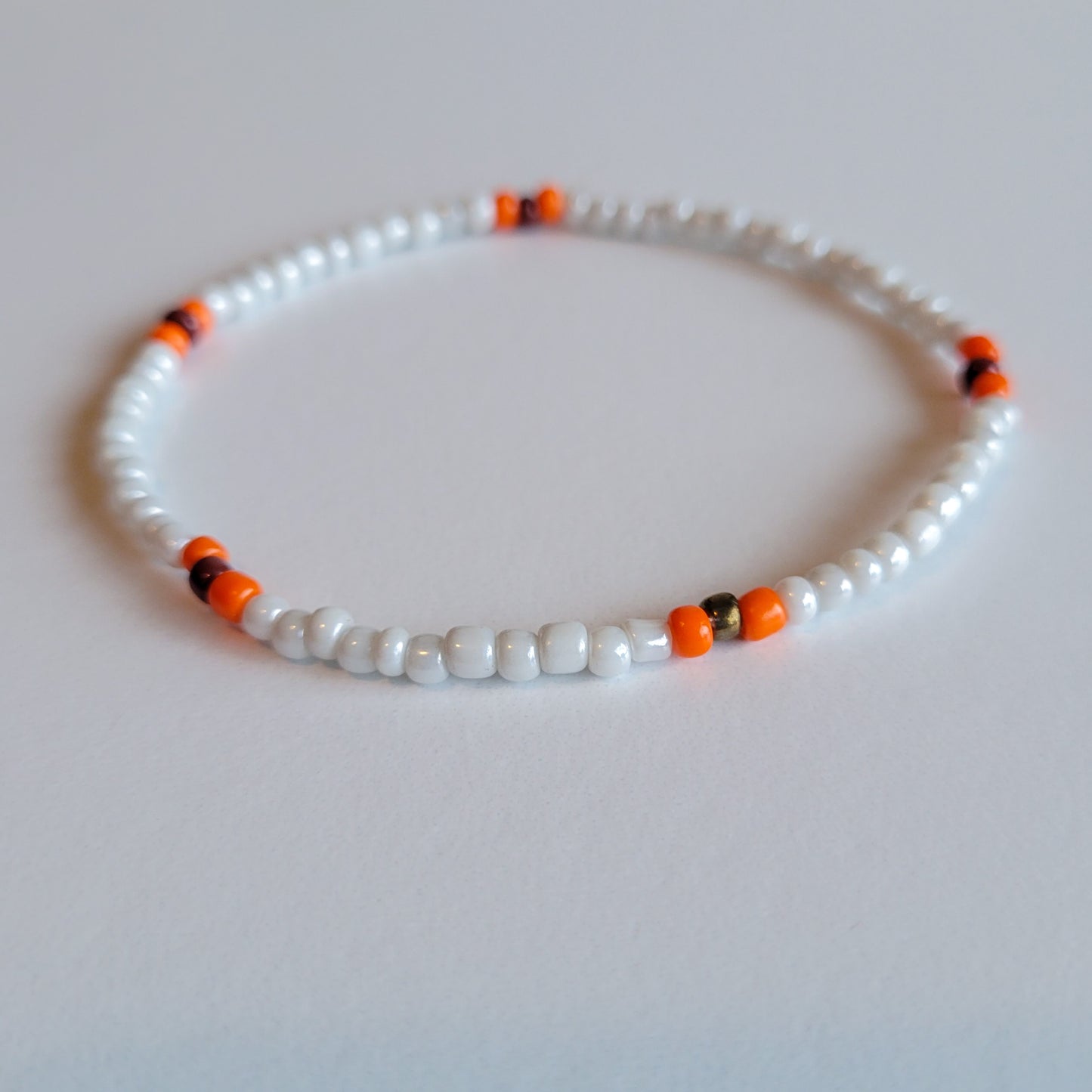 White & Orange Stretch Bracelet