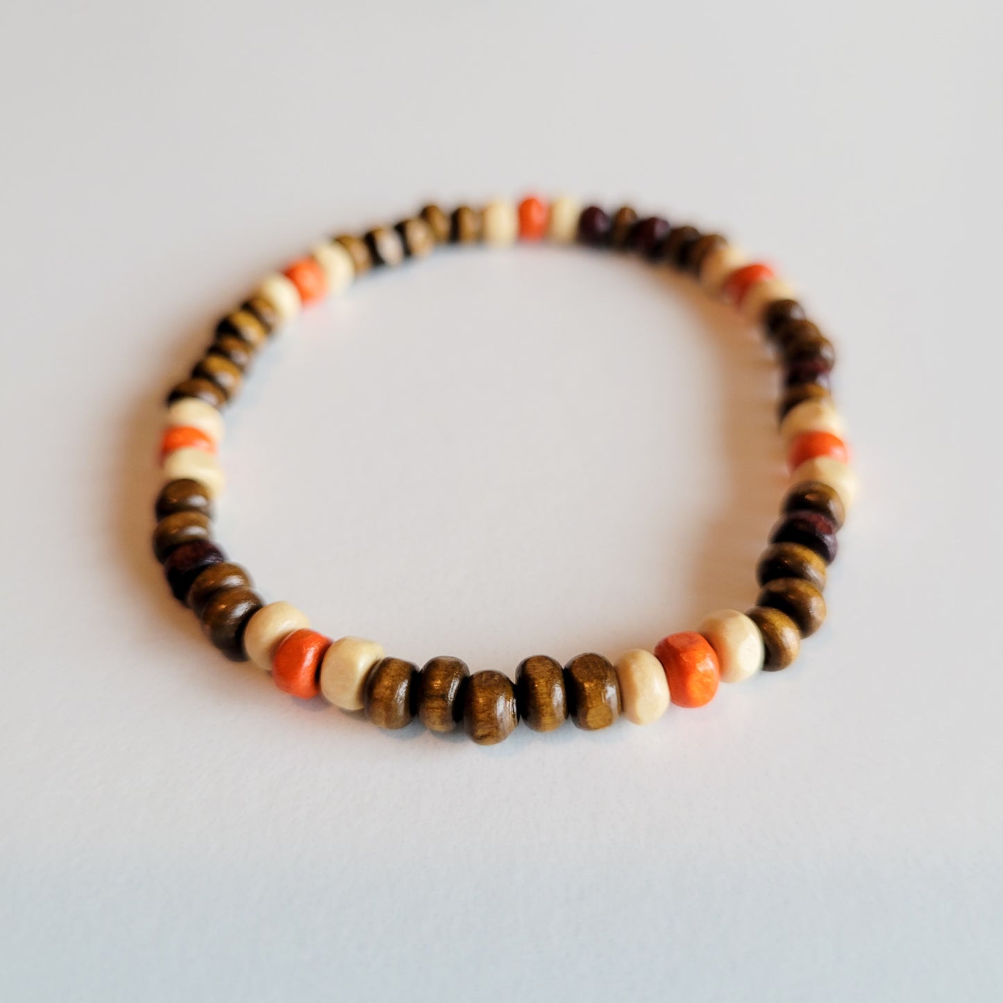 Brown & Orange Wood Stretch Bracelet